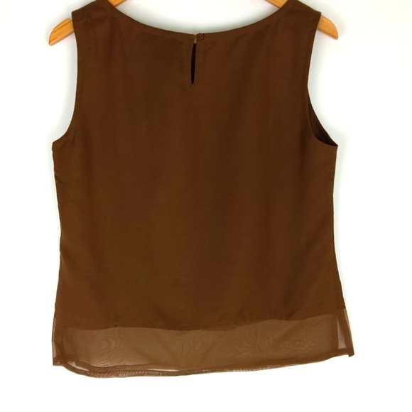 Linea By Luis Dell'Olio Brown Linen Blend Sleeveless Dressy Tank Top Womens S - Picture 6 of 7